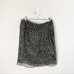 Zara Black Floral Side Scrunched Skirt